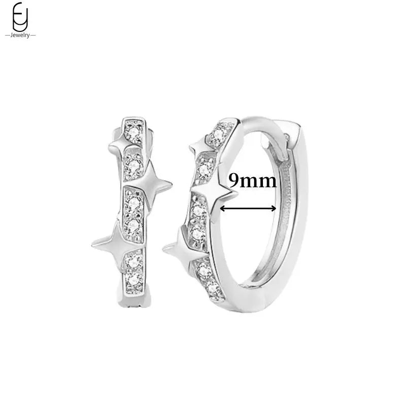 Hemasa 925 Sterling Silver Ear Buckles Fashion Hoop Earrings /White Crystal Luxury Women's Earrings Wedding Women's Jewelry Premium Gift