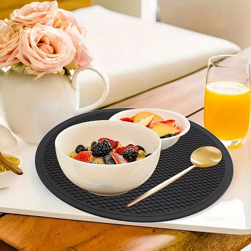 Hemasa (Set of 2)25cm Large Silicone Mat Coaster Heat Resistant Placemat Honeycomb Nonslip Pot Holder Table Mat