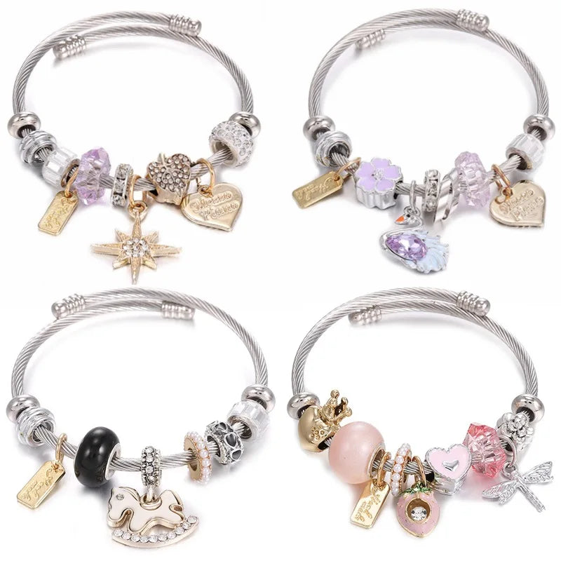 DIY Star Bracelets Woman Luxury Brand Stainless Steel Jewellery Accessory Couple Bracelet