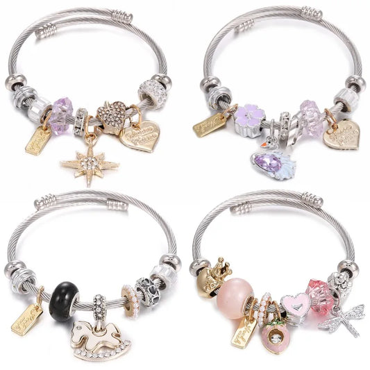 DIY Star Bracelets Woman Luxury Brand Stainless Steel Jewellery Accessory Couple Bracelet