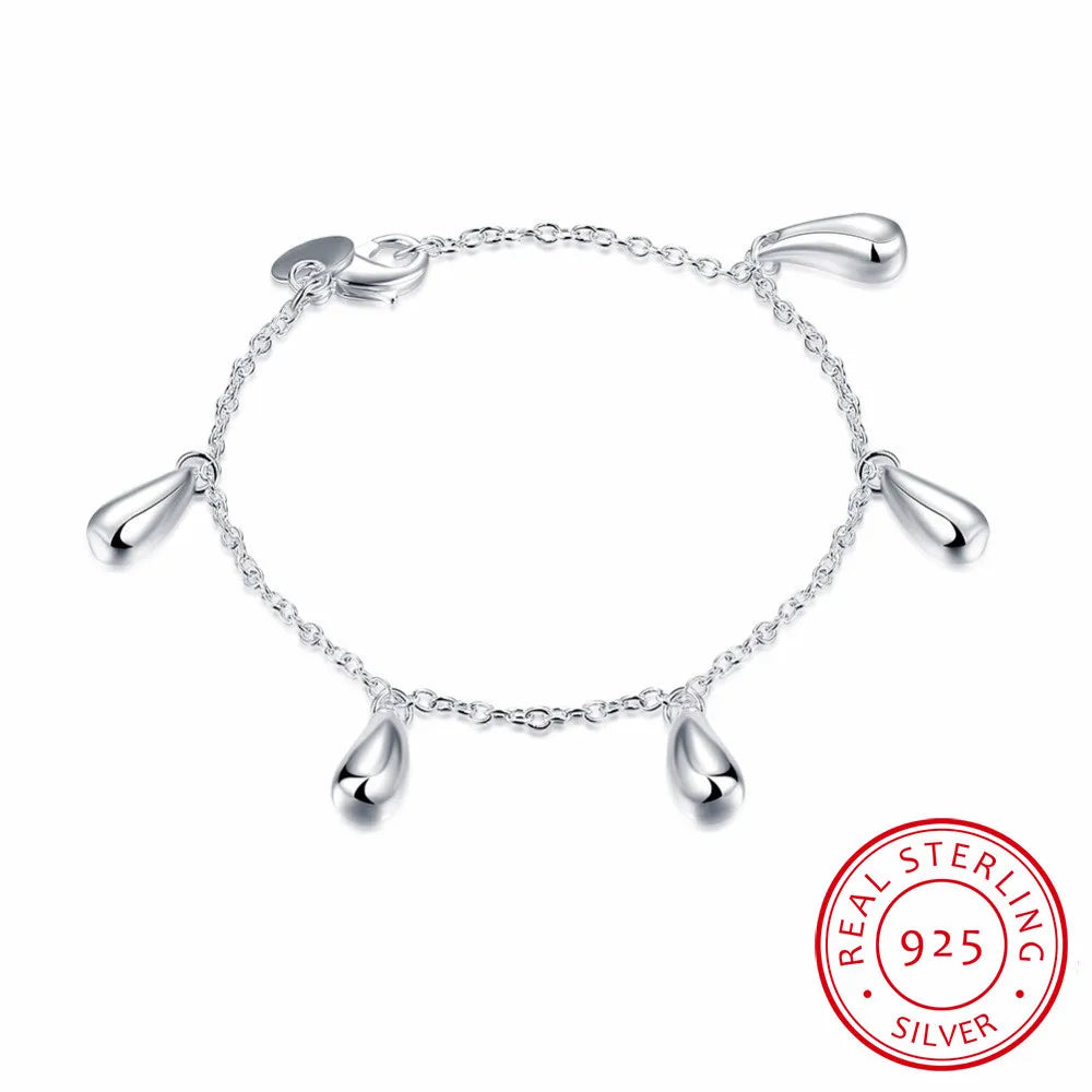 Classic Minimalist Crystal Water Drop Bracelet For Women Wedding Party Charm 925 Sterling Silver Fine Jewelry  Gift