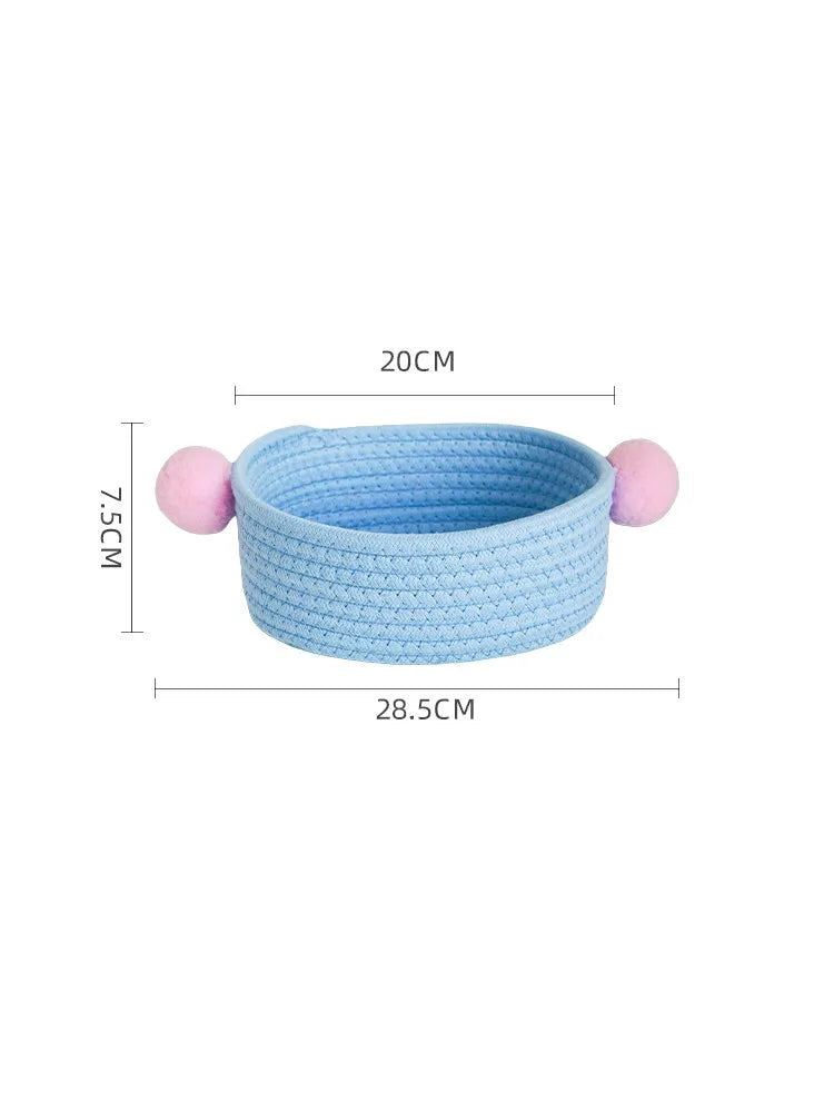 Tejesa Dopne Cotton Tead Woven Storage Basket Cute Living Room Sna Miscellaneous Goods Storage Box Bedroom Cosmetic Organizer...
