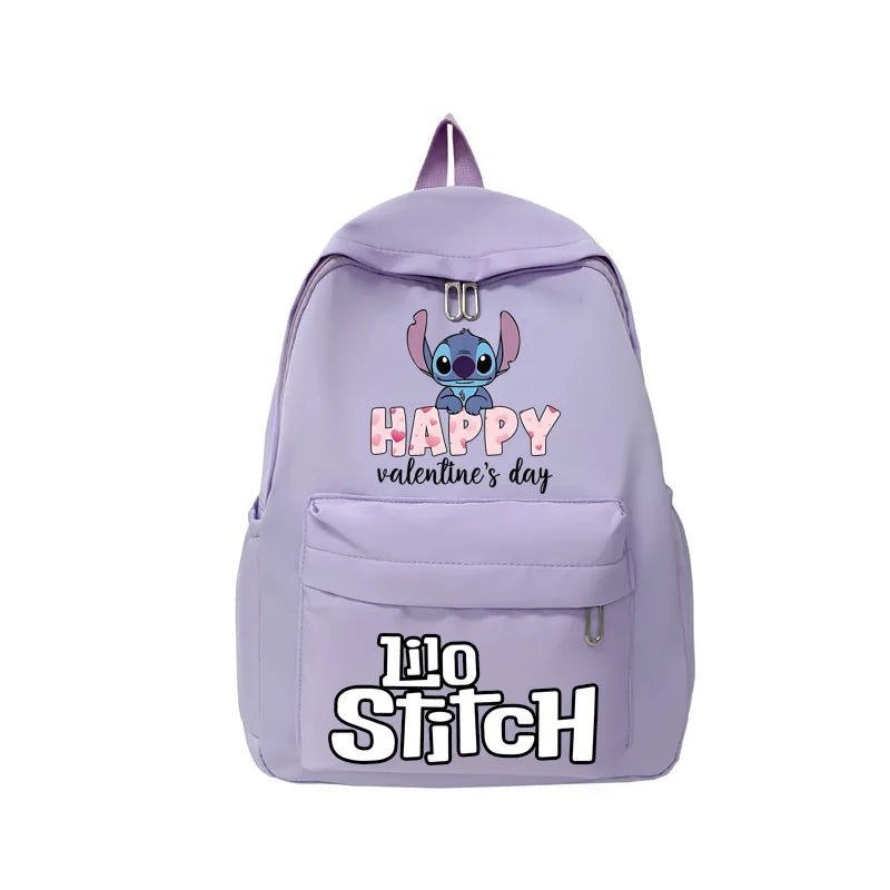 Large Capacity Disney Stitch Backpack Cute Cartoon School Storage Bag Fashion Girls Boys Happy Valentine's Day Gift Student Bag