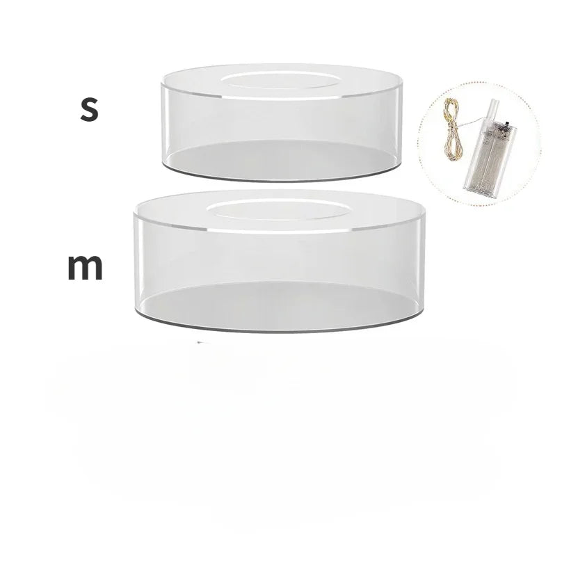 Acrylic Fillable clear Cake Stand for wedding Birthday Party Baby Show Cheesecake Chocolate MoussePastry Display Box With lights