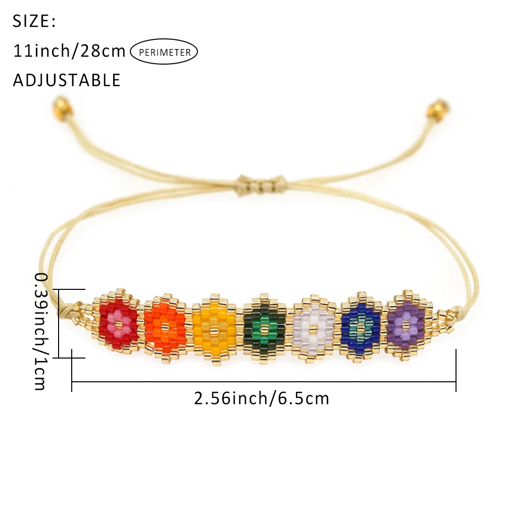 Go2boho Rainbow Colorful Evil Eye Beaded Bracelets For Women Miyuki Beads Handmade Woven Bracelet Boho Fashion 2023 New In