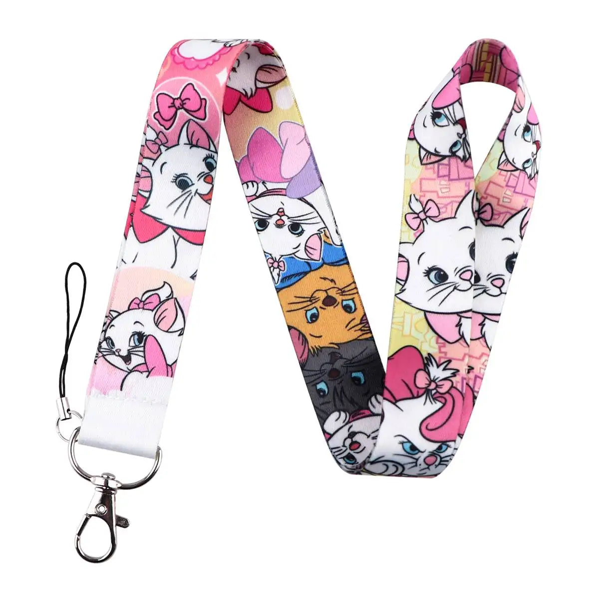 Cute Marie Cat Credential Holder Cartoon Animal Lanyards for Key Neck Strap For Card Badge Gym Keychain Keyring Accessories Gift