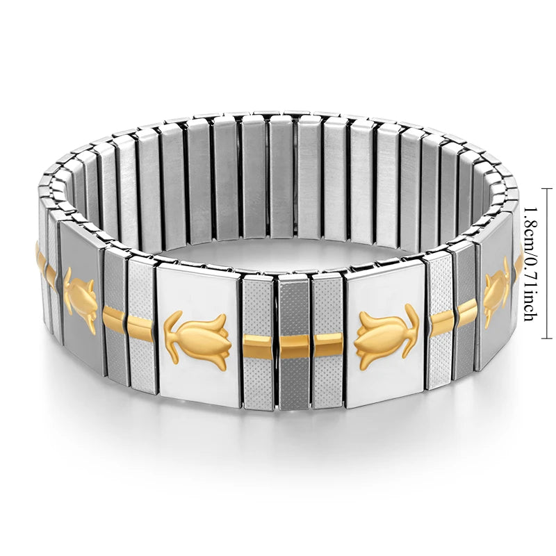 Tejesa  Stainless Steel Gold Plated  Pearl Elastic Bracelet Women /Girls