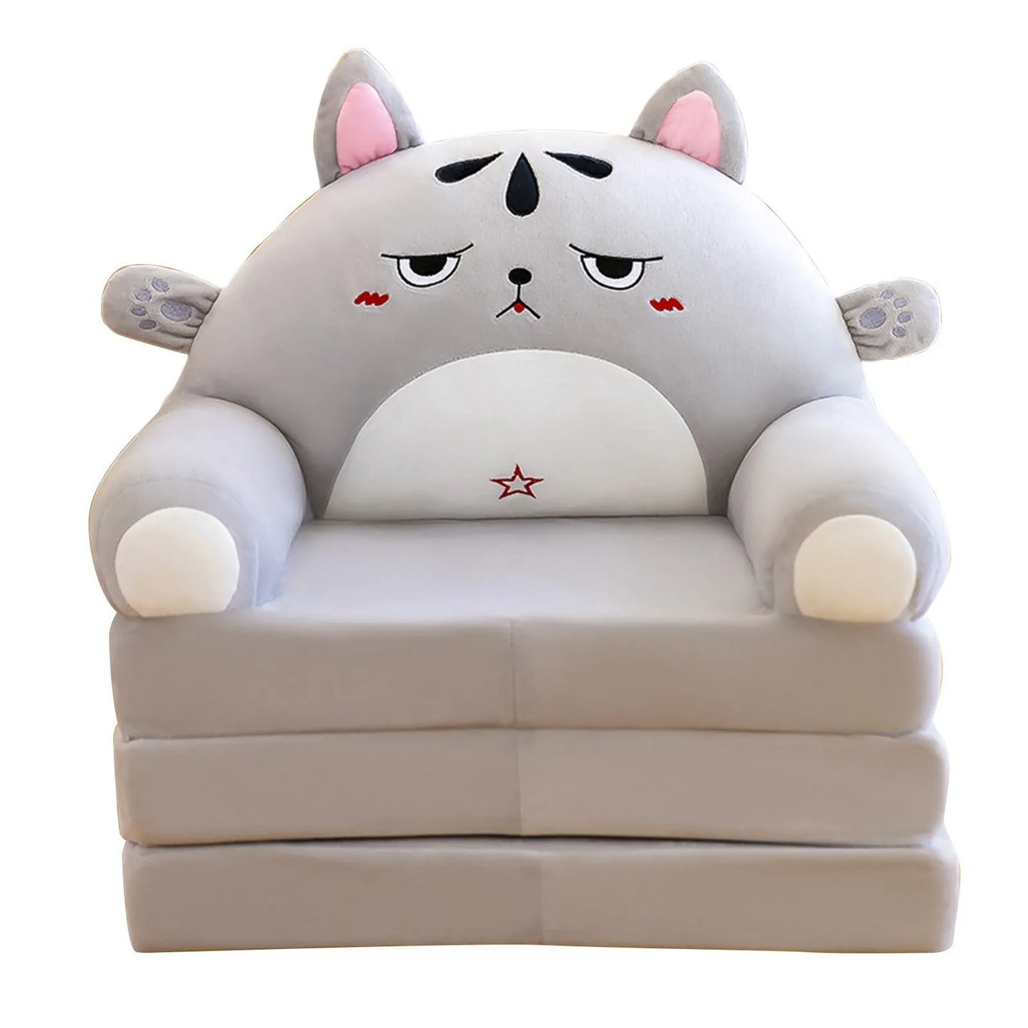 Foldable Kid Sofa Backrest Armchair Cover Plush Cute Cartoon Children Lazy Sofa Flip Open Sofa Cover For Living Room Bedroom
