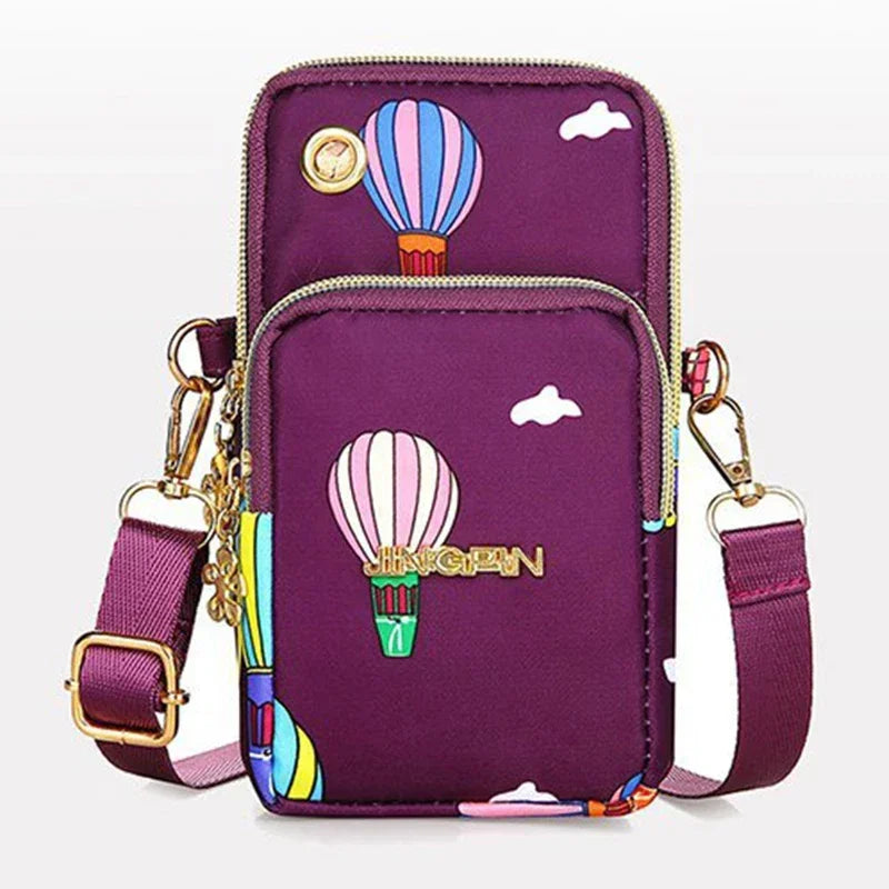 Hemasa Mobile Phone Bag Women's Crossbody Mini Bags /Neck Hanging Running  shoulder Bag 3 Layer Wallet
