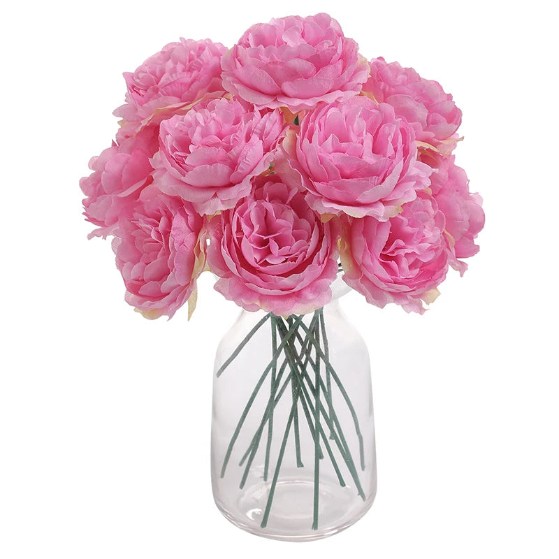 6Pcs Artificial Peony Flowers Bouquet 20CM Fake Flower for Home Decor Garden Wedding Decoration Outdoor Vase Flower Arrangement