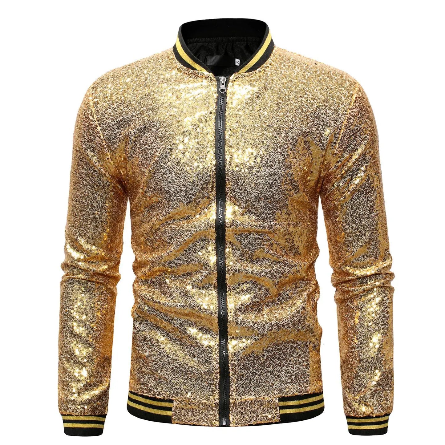 Hemasa  Winter  Sequin Jacket for Men, Stand Up Collar Contrasting Mens Jackets(Eur Size)