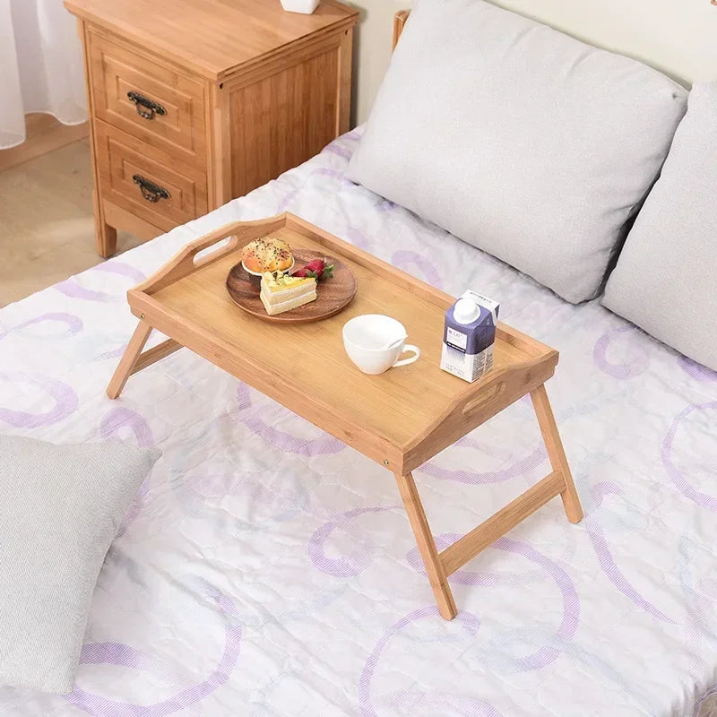 Bed Lazy Small Folding Table Nanzhu Wood Dormitory Balcony Tray with Hand and Foot Tray