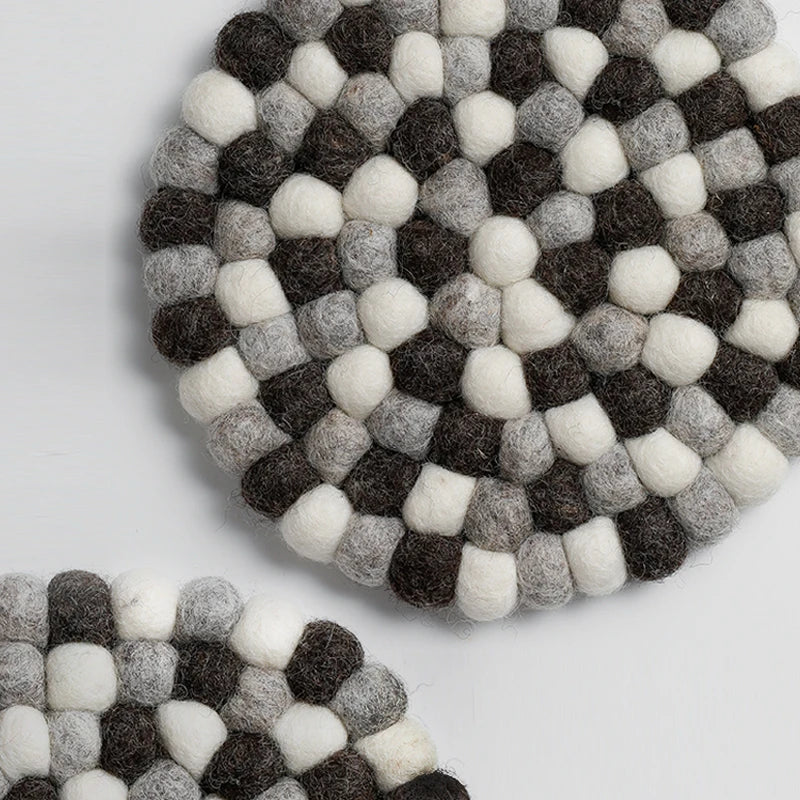 Hemasa Wool Felt Coaster 20cm Round Handmade Placemats(set of 2)