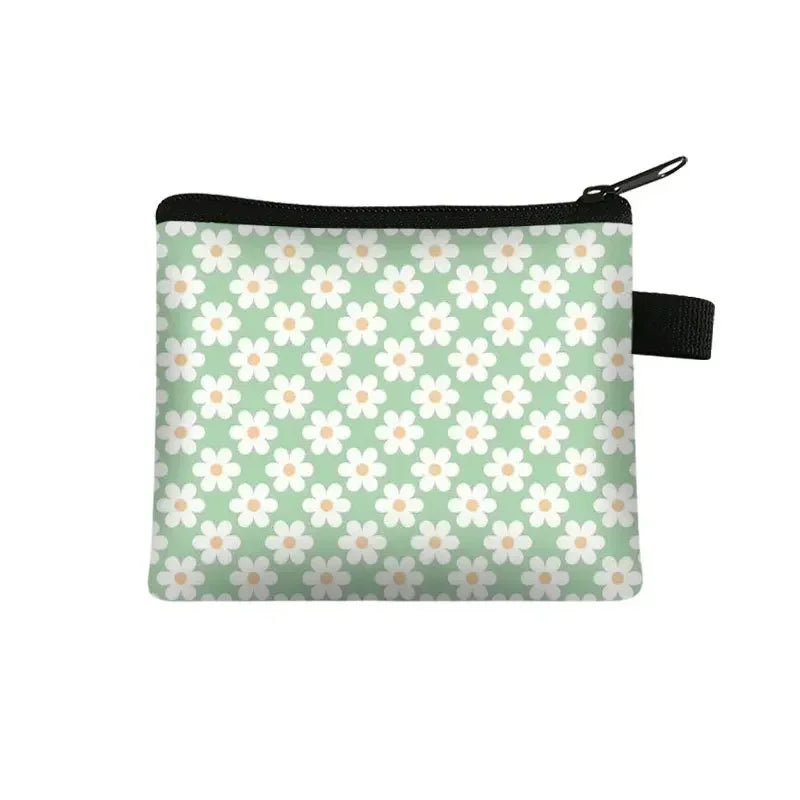 Tejesa Floral Print Small Cosmetic Bag Girl Women Sanitary Napkin Storage Organizer Bag Coin Card Money Eearphone Lipstick Holder Pouch