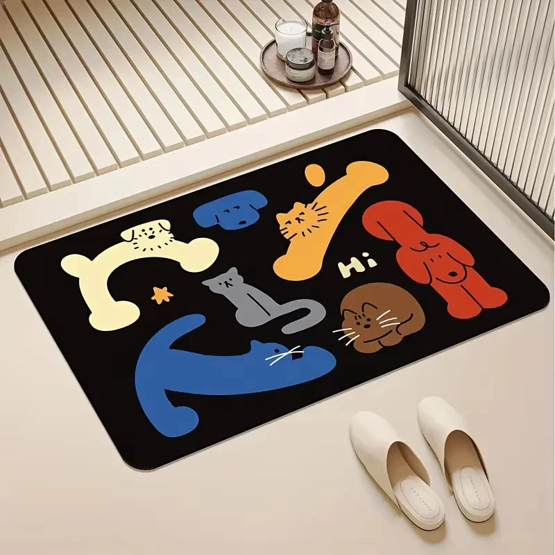 Tejesa  Happy Dopamine Diatomite Floor Mat - Absorbent, Slip-Resistant And Easy-To-Clean Entrance Mat