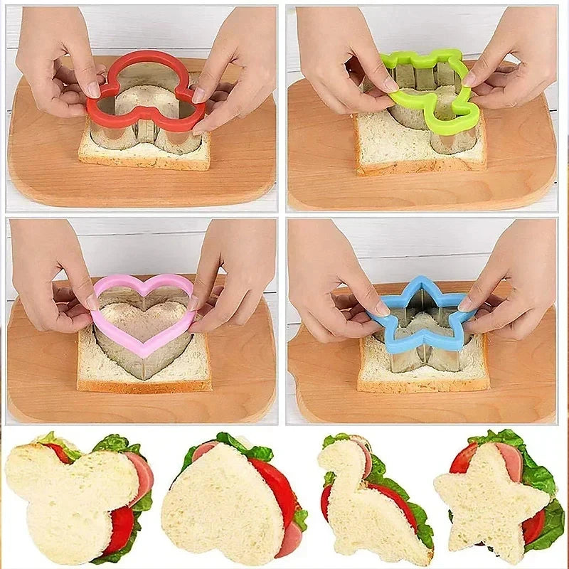 Hemasa Sandwich Cutters For Children Kids Heart Star Mickey Bread Toast Lunch Bento Box Food Cookie Sandwich Makers Molds