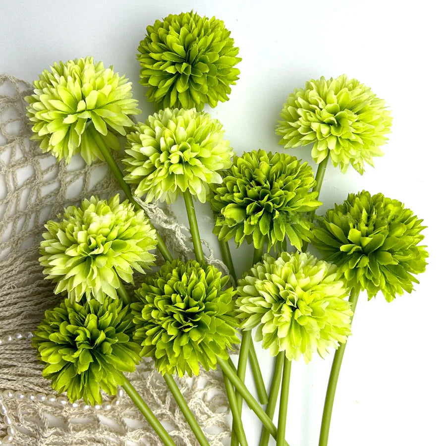 Tejesa 20pcs Artificial Chrysanthemum Ball Hydrangea with Stem Silk Mum Flower for Wedding Party Home Table Room Decoration