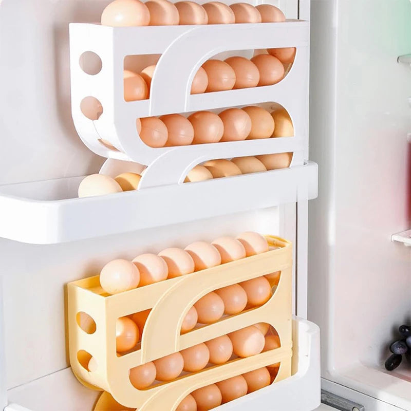 Hemasa Automatic Roll-out Egg Storage Device Household Refrigerator Storage Box Egg Box Can Hold 30 Eggs Tray