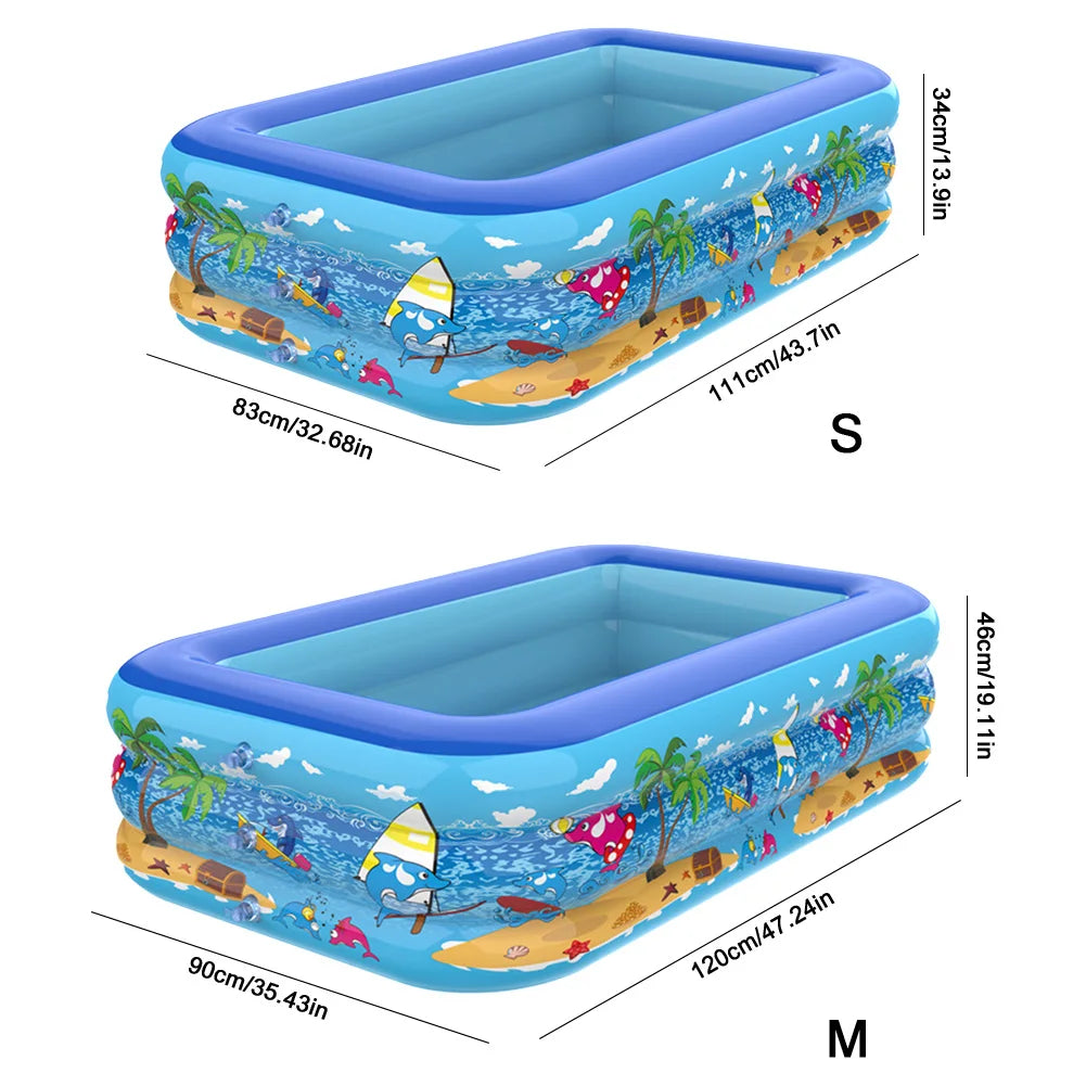 Tejesa Inflatable Swimming Pool Large Family Pools 120cm Rectangle Framed Children Swimming Pool Summer Outdoor Pool Baby Bathtub Toys