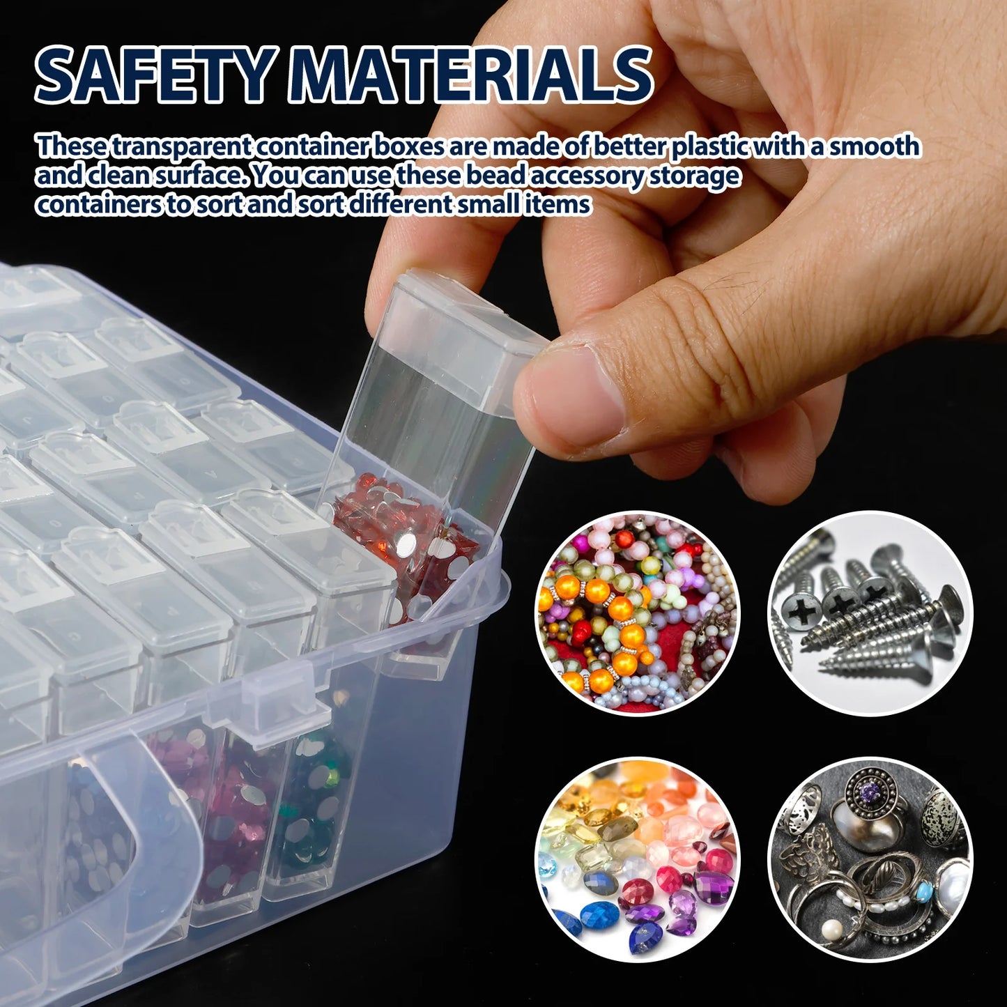 2 Set Clear Bead Storage Box Mini Sampling Tank 56 Cell Transparent Dustproof Organiser Box for Painting Accessory Jewelry Ring