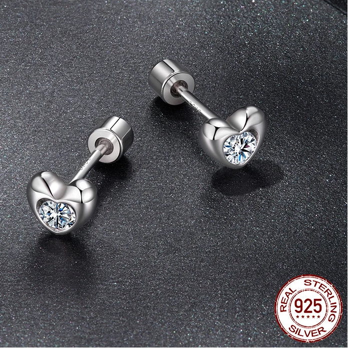 Tejesa Classic Heart Moissanite Screw-back Earring  for Women