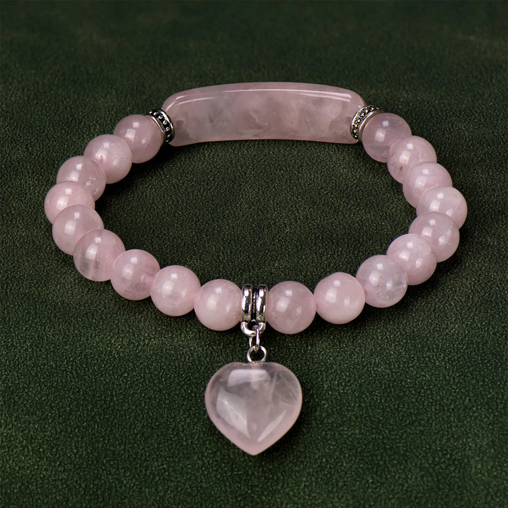Hemasa Natural Stone Crystal Bracelets Strand  Heart Italian Charm Beaded Matching Love Moonstone  Jade Summer For Women Jewelry Gifte
