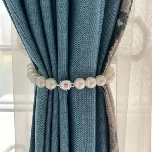 Punch-free Pearl Curtain Magnetic Buckle Europe Style Easy to Use Pearl Curtain Tieback Elegant Magnetic Curtain Strap