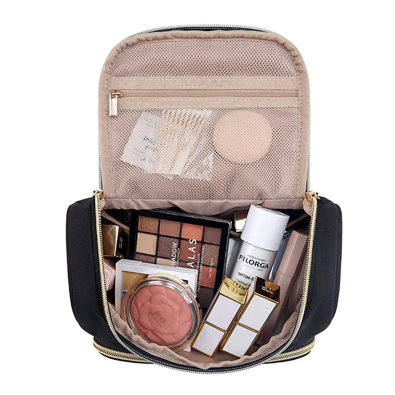 Hemasa Travel Makeup Bag/ Make Up Organizer Case Large Open Pouch for Women / Cosmetic bag for Toiletries