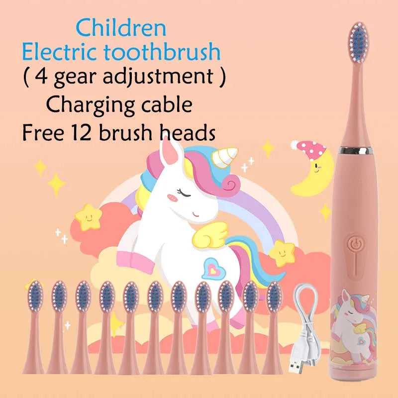 Children Sonic Electric Toothbrush Cartoon Kids With Replace The Toothbrush Head Ultrasonic Electric Toothbrush Sonic Brush Head