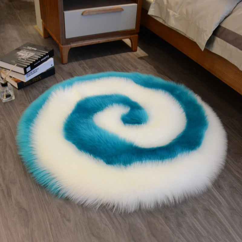 Soft Fluffy Faux Fur Rug Washable Mat Living Room Bedside Shaggy Fur Rugs Small Round Carpets Bedroom Floor Cushion Mats