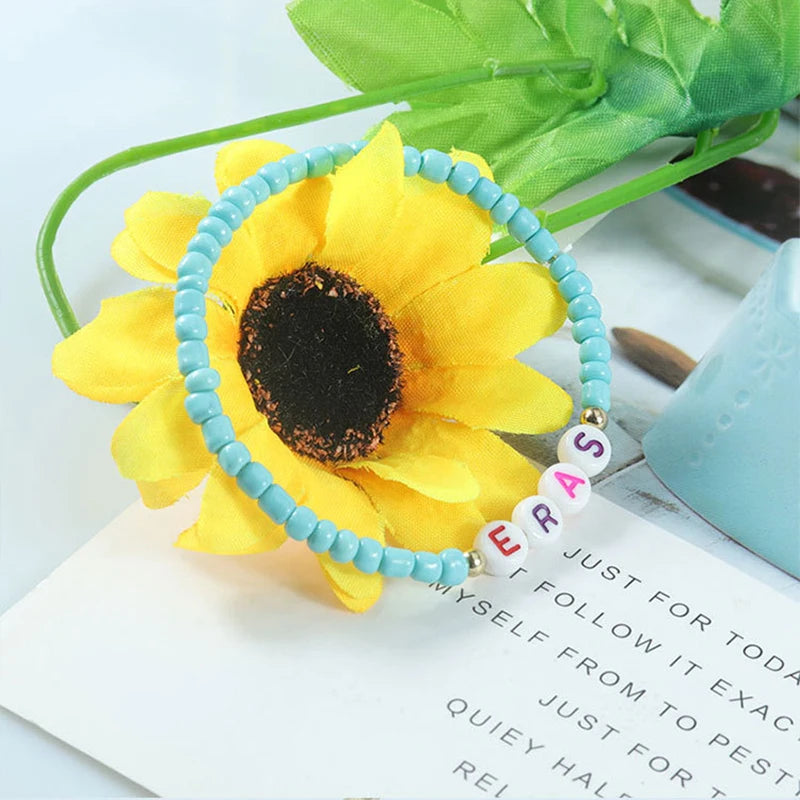 Fashion Simplicity Boho Ploymer Clay Letter Beads Bracelets Seed Beads Elastic Bracelets for Women Jewelry