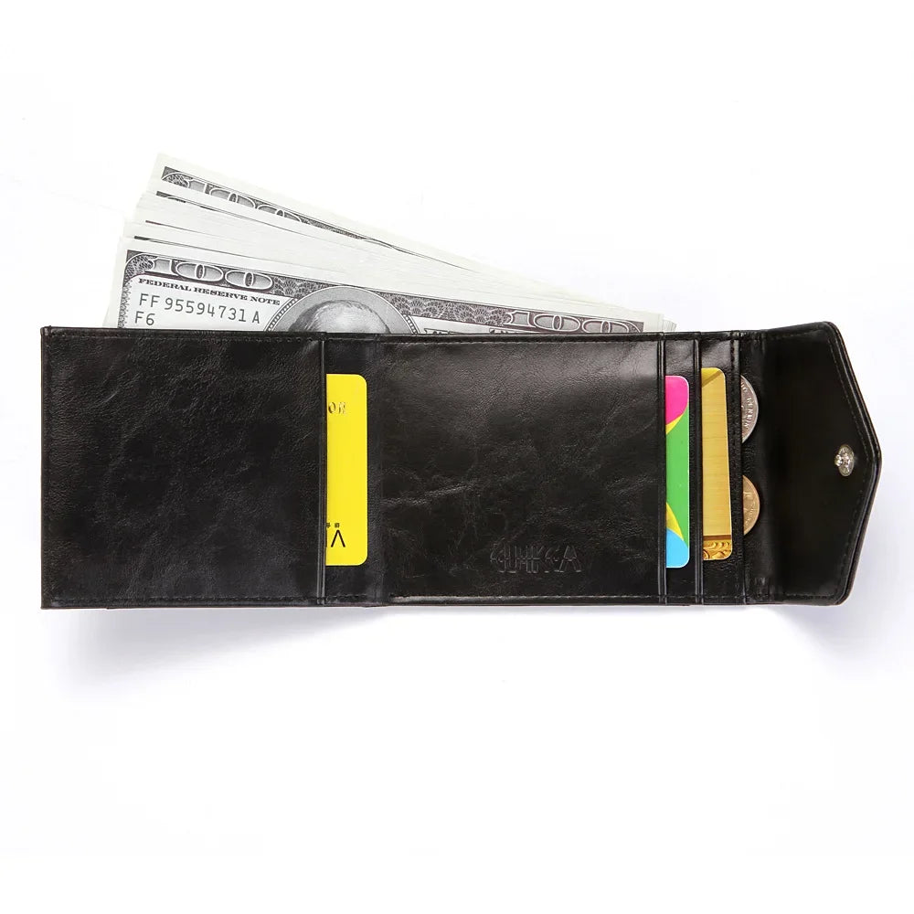 Fashion Men Slim Wallet Leather Male Business Credit Card Holder Coin Pouch Bag Female Purses Clutch Zipper Small Wallets