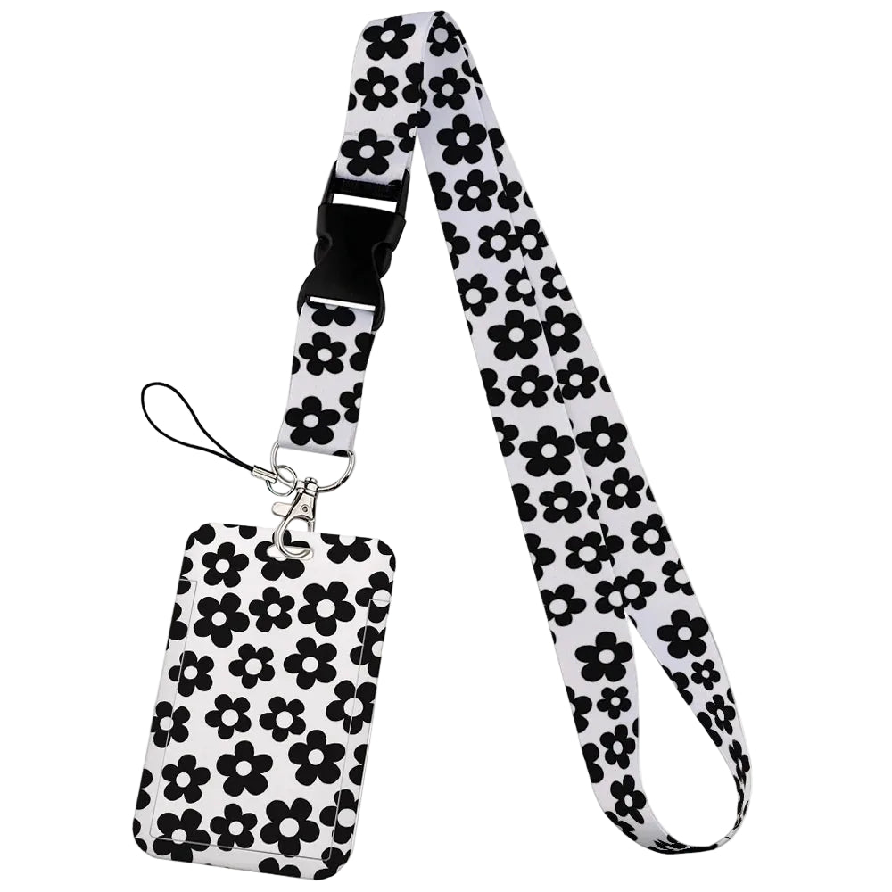 Tejesa  Flower design Lanyard Business Credit Card Holder/ Neck Strap Keychain Hang Rope ID Badge Holder