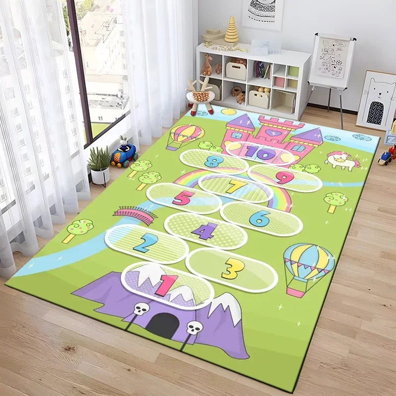 Tejesa Hopscotch Indoor Cartoon Parent-child Game Decoration Carpet Bedroom Bedside Children's Number Game Room Decoration Floor Mat