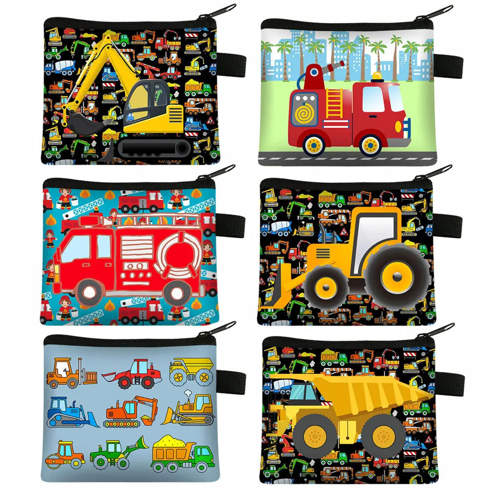 Tejesa Cartoon Coin Purse Keychain Zipper Pouch Kids Wallet Coin Bag Cute Excavator Purses and Handbags Small bag