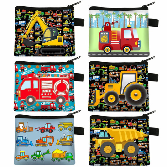 Tejesa Cartoon Coin Purse Keychain Zipper Pouch Kids Wallet Coin Bag Cute Excavator Purses and Handbags Small bag