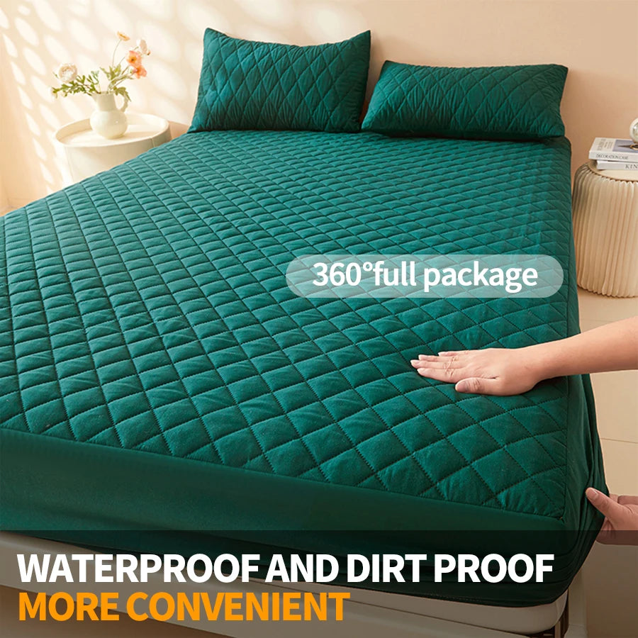 Anti-bacterial Fitted Sheet Waterproof Mattress Protector Queen King Quilted Thick Mattress Cover Bed Pad Cover( No Pillow case)