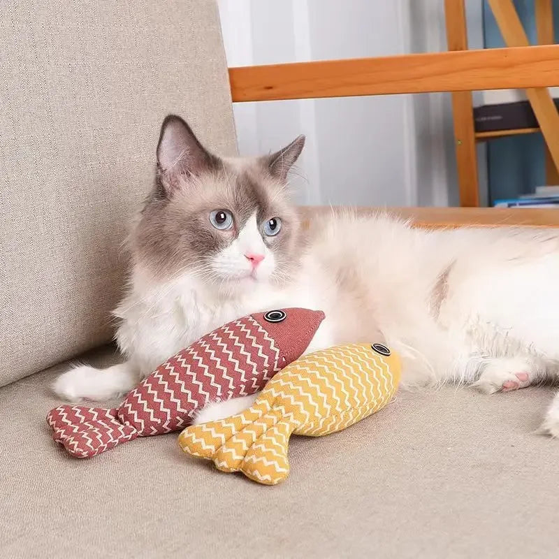 3pcs/set Teeth Grinding Catnip Toys Funny Interactive Plush Cat Toy Pet Kitten Chewing Vocal Toy Fish Bite Cat Mint for Cats