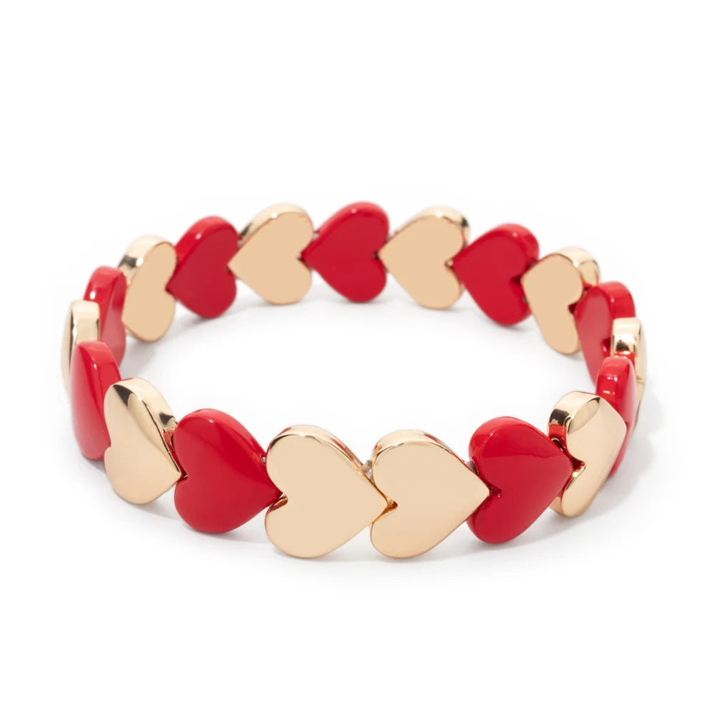 Tejesa  Handmade Colorful Rainbow  Beaded Elastic Bangle For Women