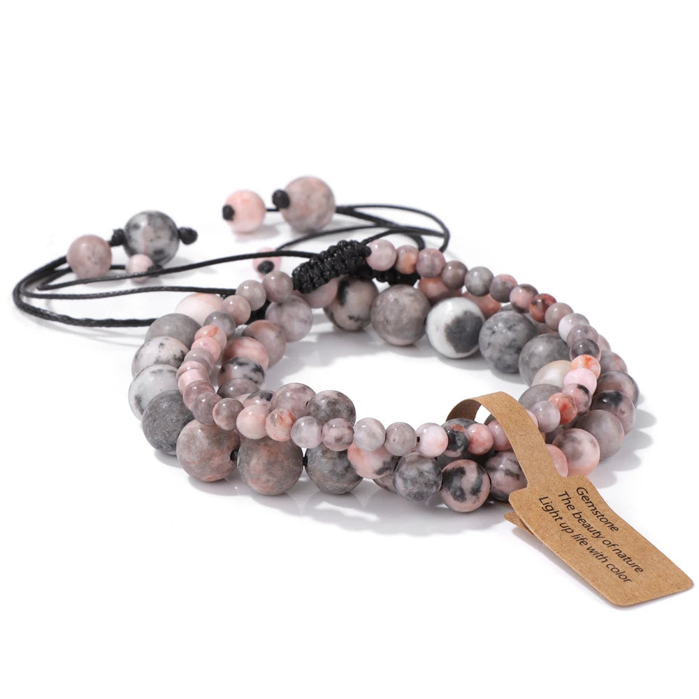 Tejesa  3pcs  Amazonite Bracelets for Women Men 4/6/8mm Beads Braided Bracelet Handmade Adjustable Wristbands Jewelry