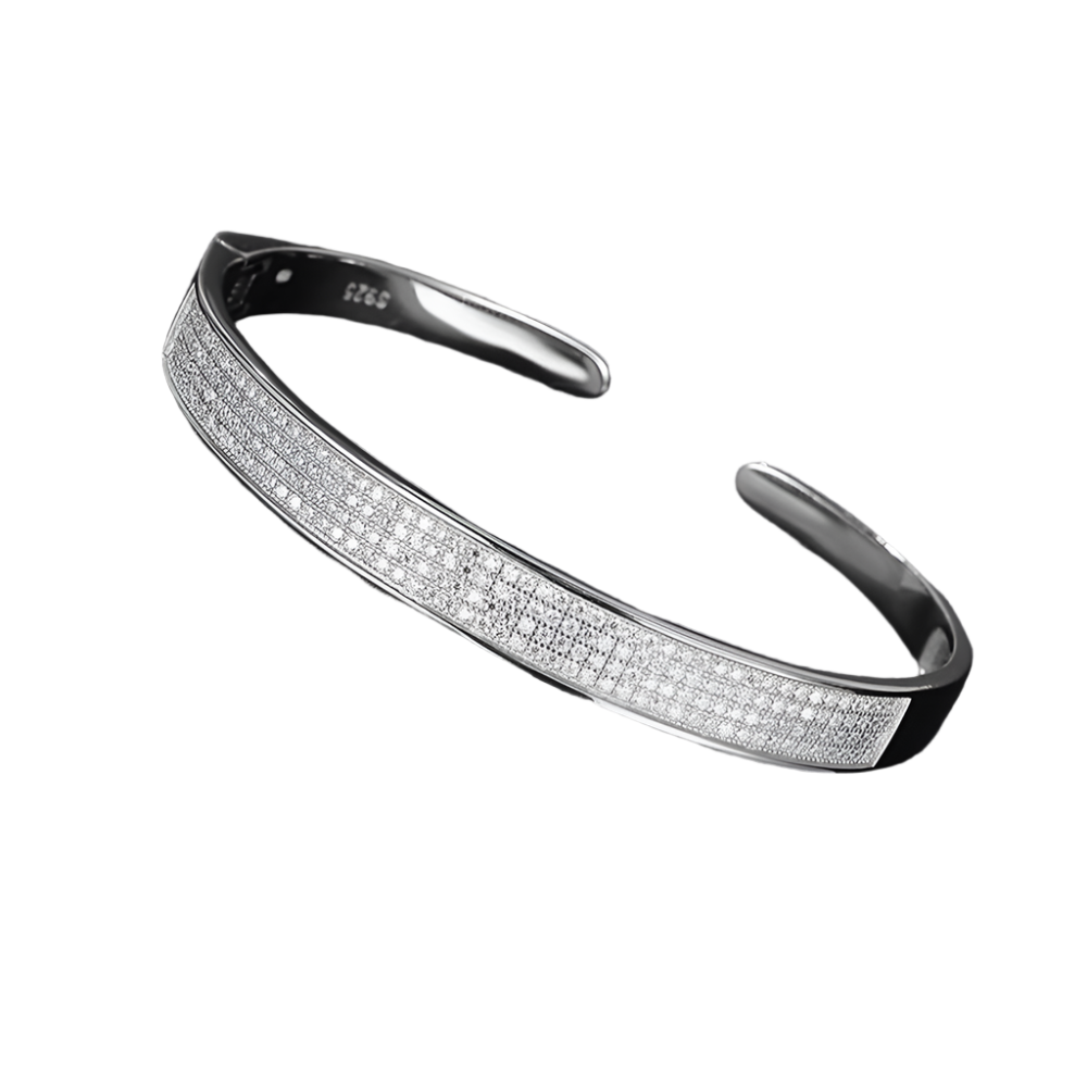 Hemasa Real Moissanite Cuff Bracelet For Men Women 925 Sterling Silver Diamond Open Bangle