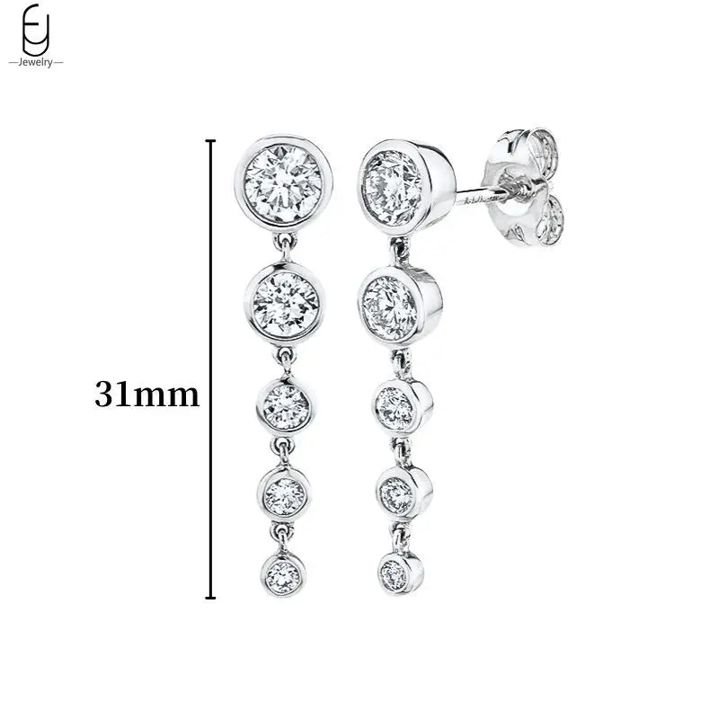 Hemasa 925 Sterling Silver Ear Buckles Fashion Hoop Earrings /White Crystal Luxury Women's Earrings Wedding Women's Jewelry Premium Gift