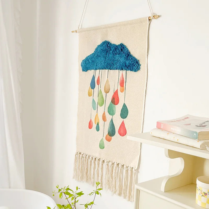 2022 Nordic Room Wall Hanging Decoration Rainbow Tapestry Wall Decoration Handmade Quality Cloud Tapestry Home Wall decoration