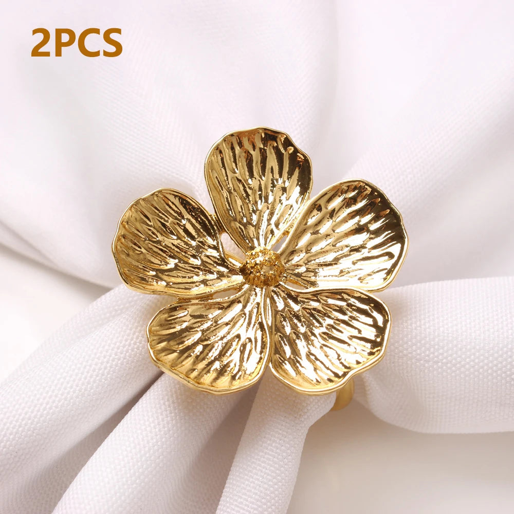 2/4/6/8pcs Simple Plum Napkin Buckle 5 Petals Lucky Flower Napkin Ring for Wedding Christmas Hotel Home Table Decor