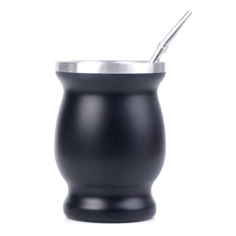 New 1pc Yerba Mate Cup 304 Stainless Steel 8oz Argentine Yerba Mate Gourd With Bombillas