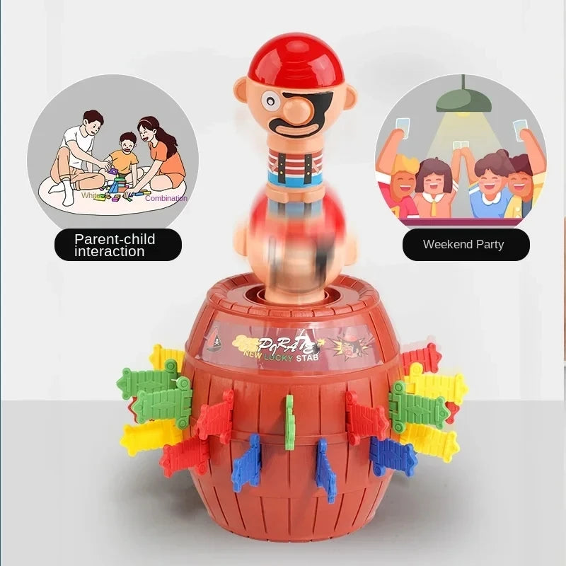 Hemasa Funny Tricky Toy Pop Up Pirate Barrel Toys Swashbuckling Games Running Man Pirates Bucket Sword Stab Family Board Game for Kids