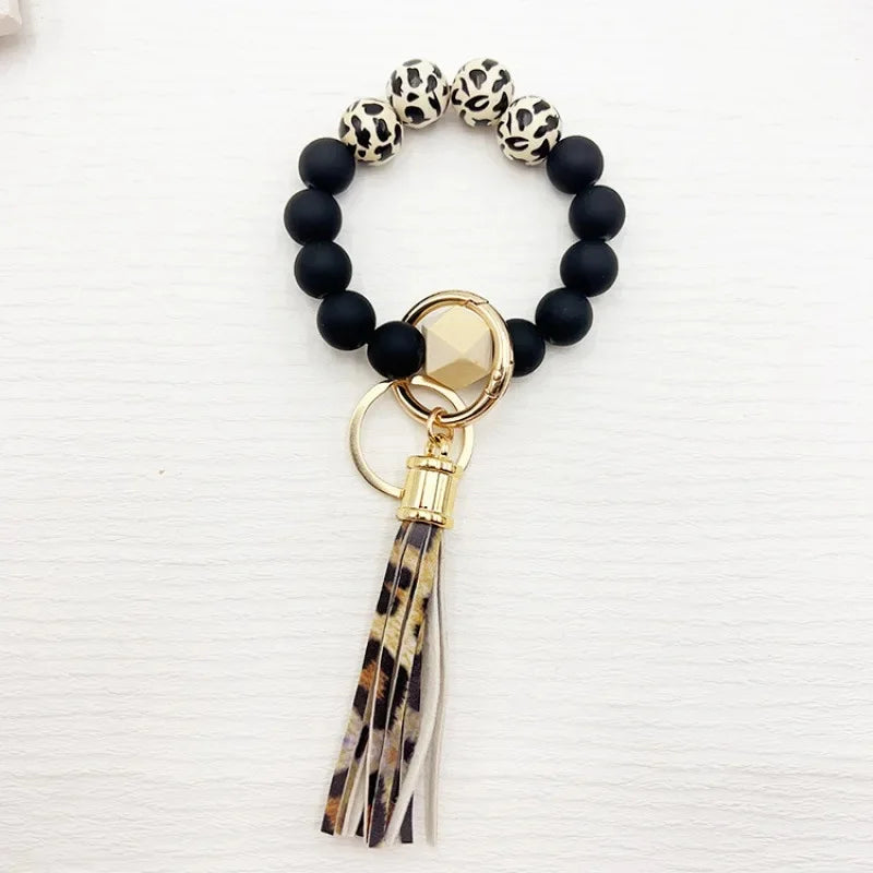 Silicone Tassel Beaded Bag Accessories Cross-Border Keychain Hand Bracelet Jewelry Decoration from Mainland China
