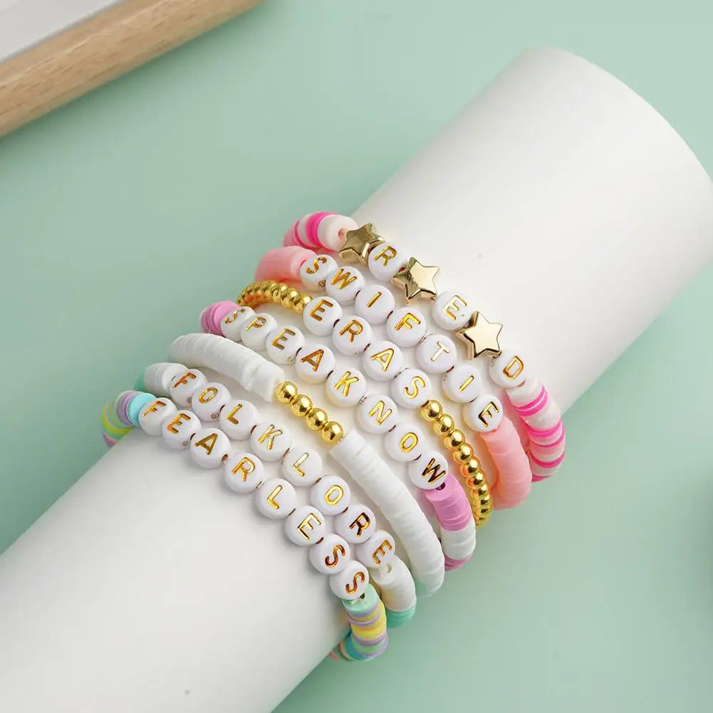 Hemasa 7Pcs  Multi-layer Polymer Clay Beads Bracelet