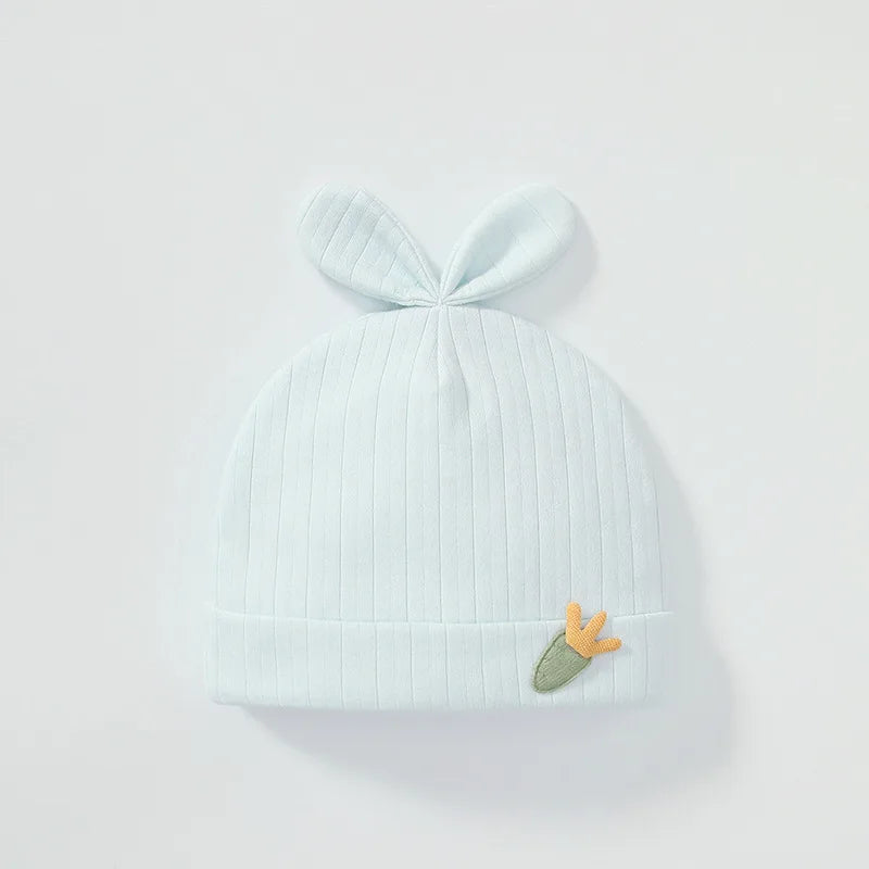 Tejesa 3Pcs Soft Infant Beanies Caps/ Baby Hats /Cartoon Bear Boneless Muslin Hat