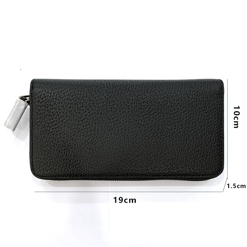 Hemasa Men's leather long zipper wallet New soft cowhide clutch bag Hand clutch bag Zipper clutch bag